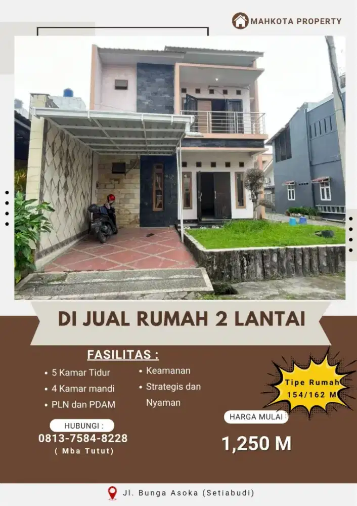 JUAL RUMAH 9X18 LUAS. BANGUNAN 154 5KAMAR