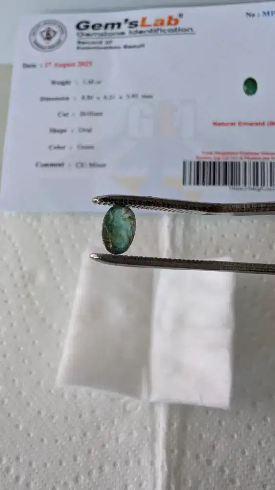 Natural Emerald Beryl 1.60 CT Oval