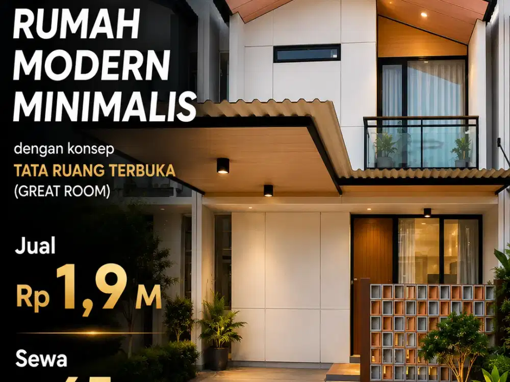 DIJUAL Rumah bergaya modern minimalis dengan konsep tata ruang terbuka (great room) di CENDANA PARC, LIPPO VILLAGE - KARAWACI