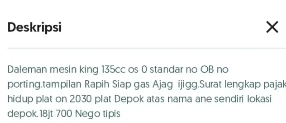 Rapih. rxs Restorasi king mesin sudah king 135cc os 0 standar