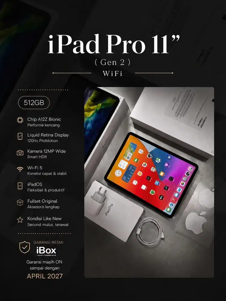 iPad pro 11 inch (Gen 2) 512gb iBox, Garansi On s/d