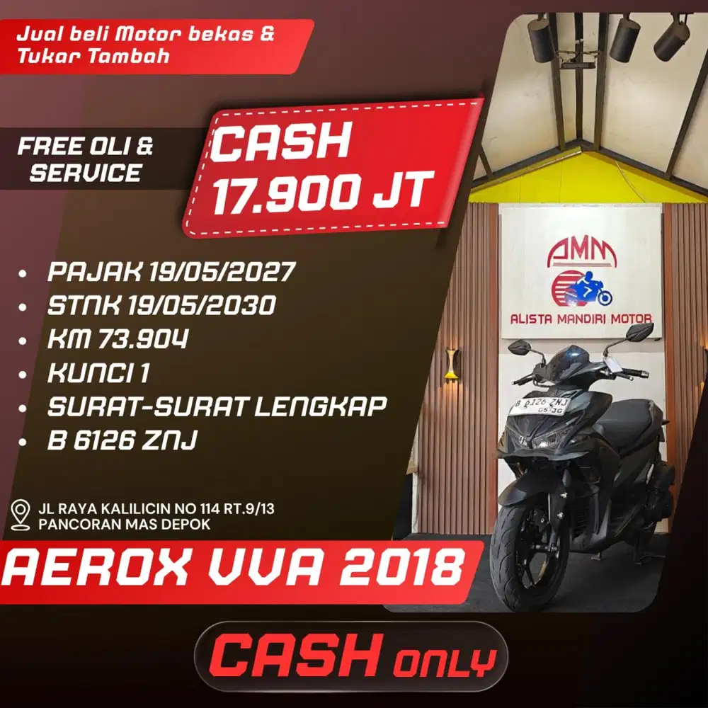 AEROX 155 VVA 2018 PAJAK HIDUP CASH ONLY ALISTA