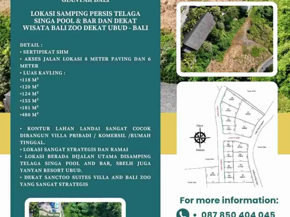 DIJUAL TANAH KAVLING SINGAPADU GIANYAR BALI