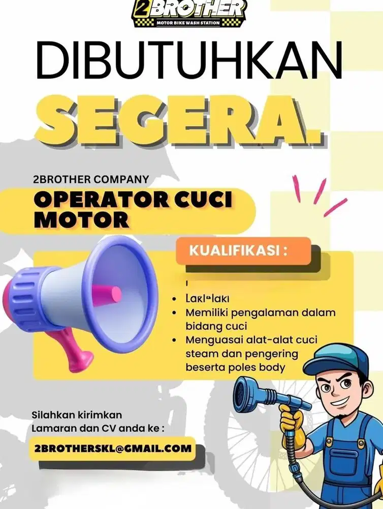 Lowongan untuk cuci motor