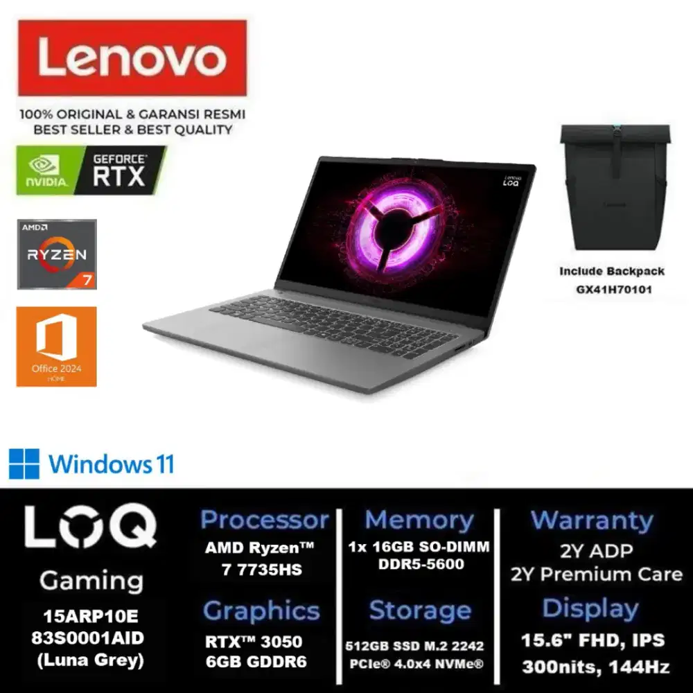 Lenovo Gaming LOQ 15ARP10E 83S0001AID AMD Ryzen 7-7735HS 16GB/512GB