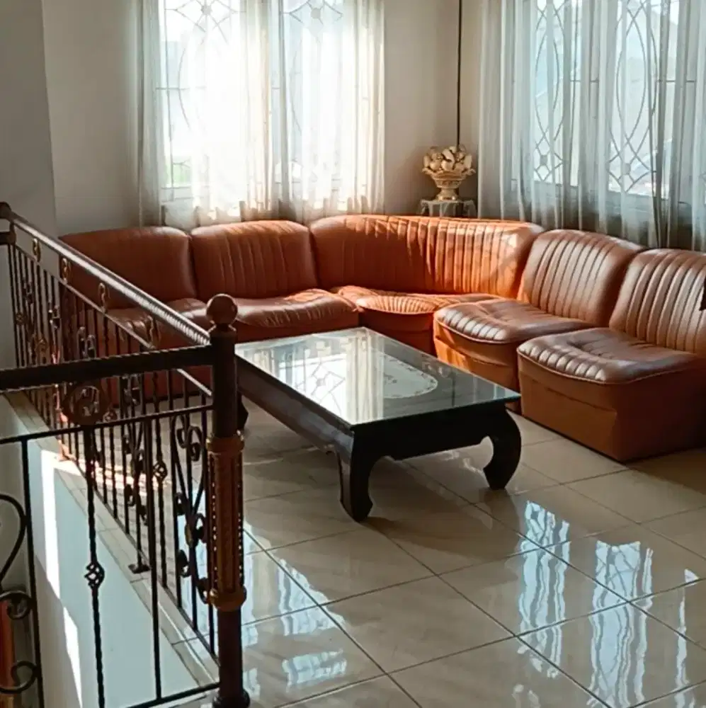 Sofa + Meja Tamu Kayu Jati alas kaca