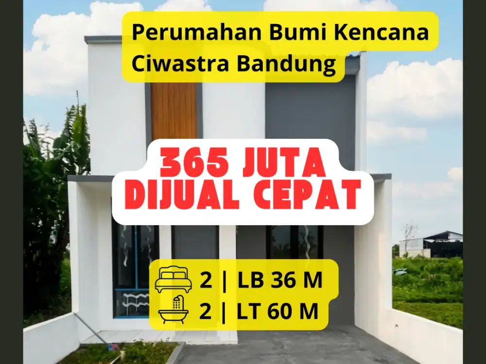 Dijual Rumah Baru 1 Lantai di Ciwastra Bandung 2 KT | SHM | Siap Huni | Harga 365 Juta
