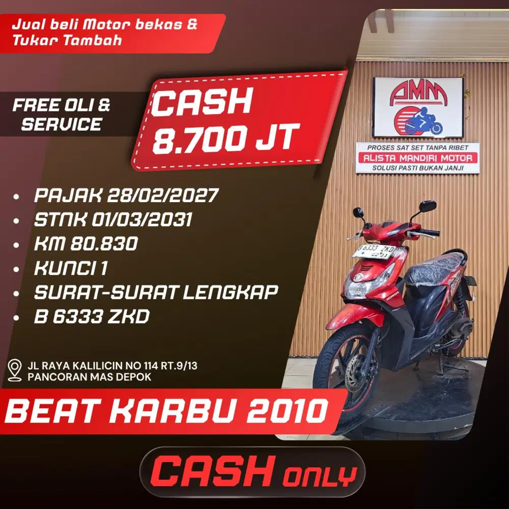 BEAT KARBU 2010 PAJAK HIDUP CASH ONLY SPAYLATER KREDIVO CC 0% ALISTA