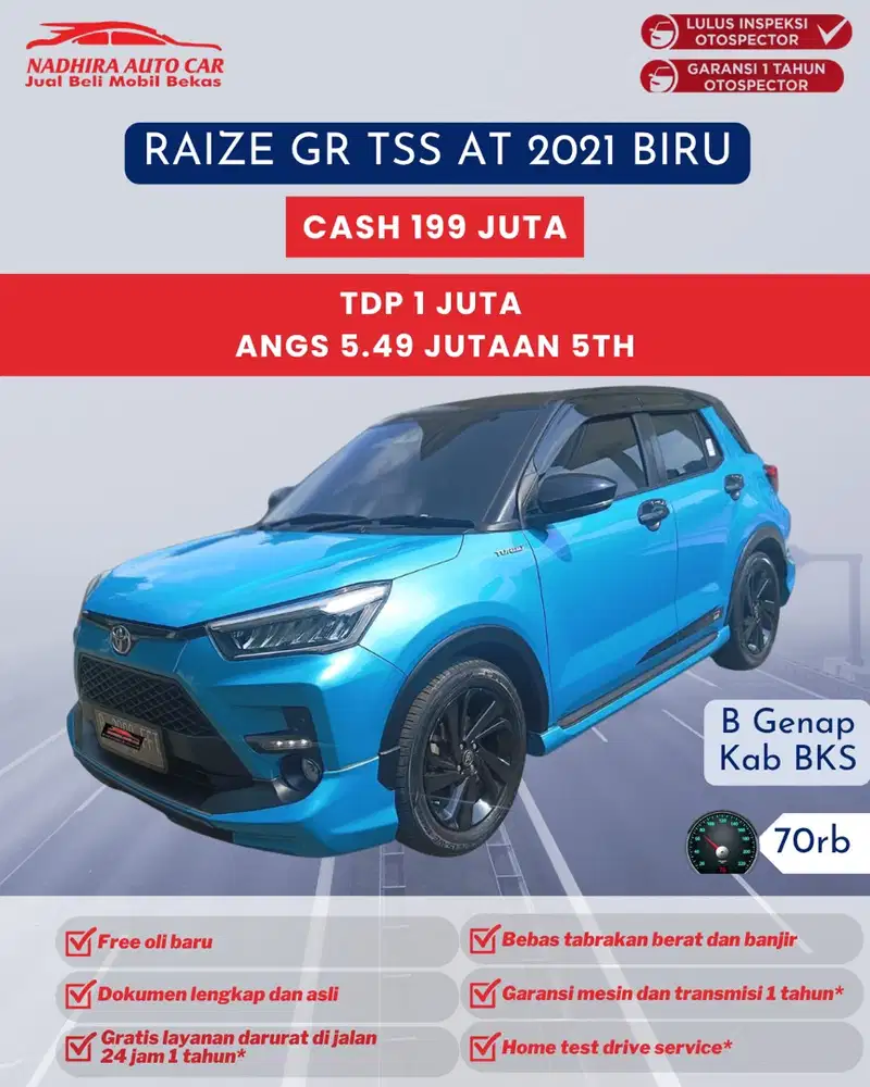 TDP 1 Juta Raize GR Sport TSS AT 2021 Biru