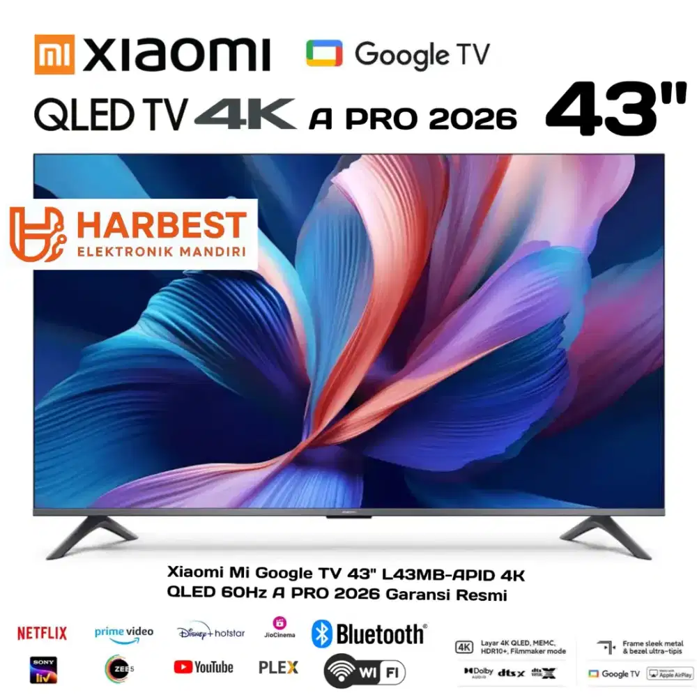 XIAOMI QLED 4K Google TV 43 Dolby Audio L43MB-APID 2026 Garansi Resmi