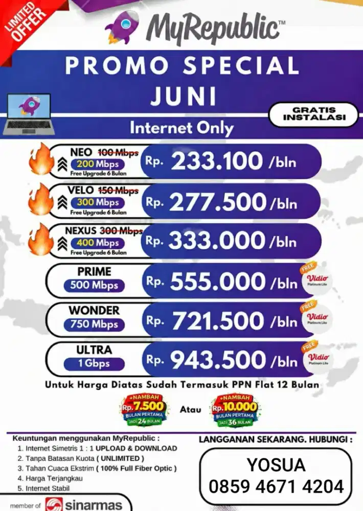 Internet Unlimited Super Cepat  Harga bersahabat!