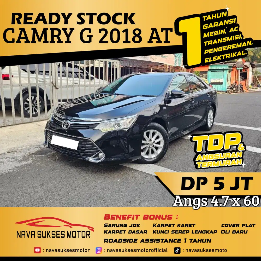 TDP 5 Jt Angs Termurah Toyota Camry G 2018 Matic Hitam Low Km Like New