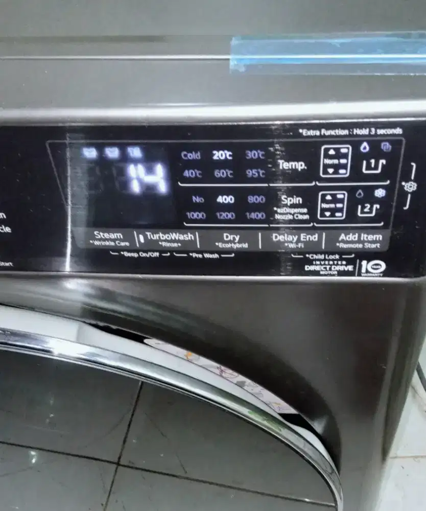 Mesin cuci frontloading LG 13kg model terbaru,dryer bs100% kering,nego