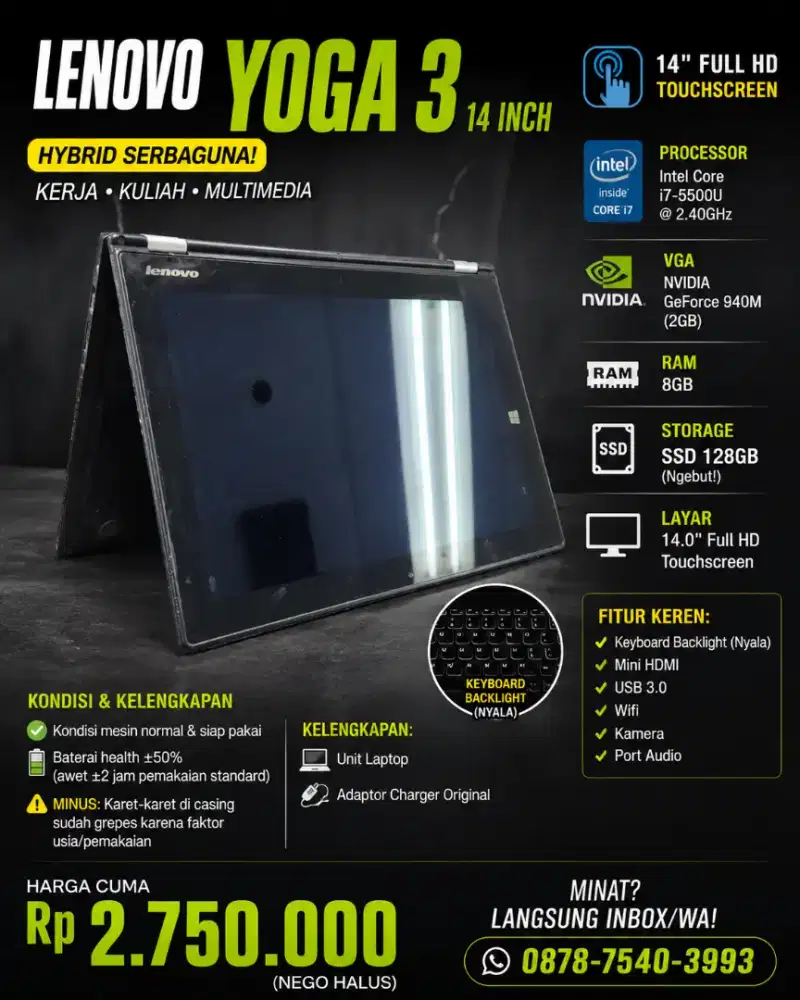 Lenovo Yoga 3 14 Touchscreen – Core i7 & Nvidia Graphics!