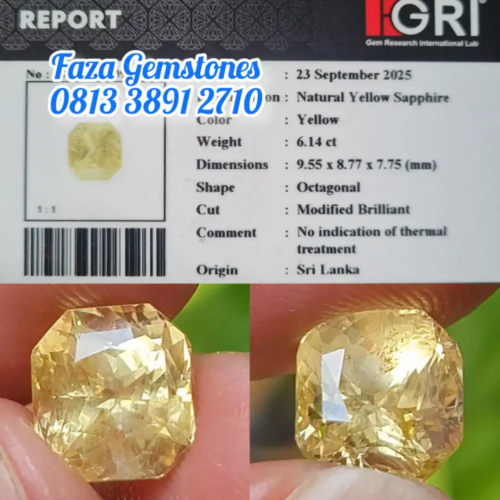 No Heated Yellow Sapphire Srilanka, Size ideal 6.14ct, blink blink
