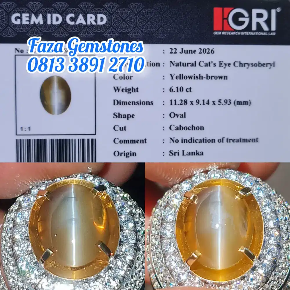 HQ Cats Eye Chrysoberyl Srilanka, Tali kenceng lurus, Chrystal