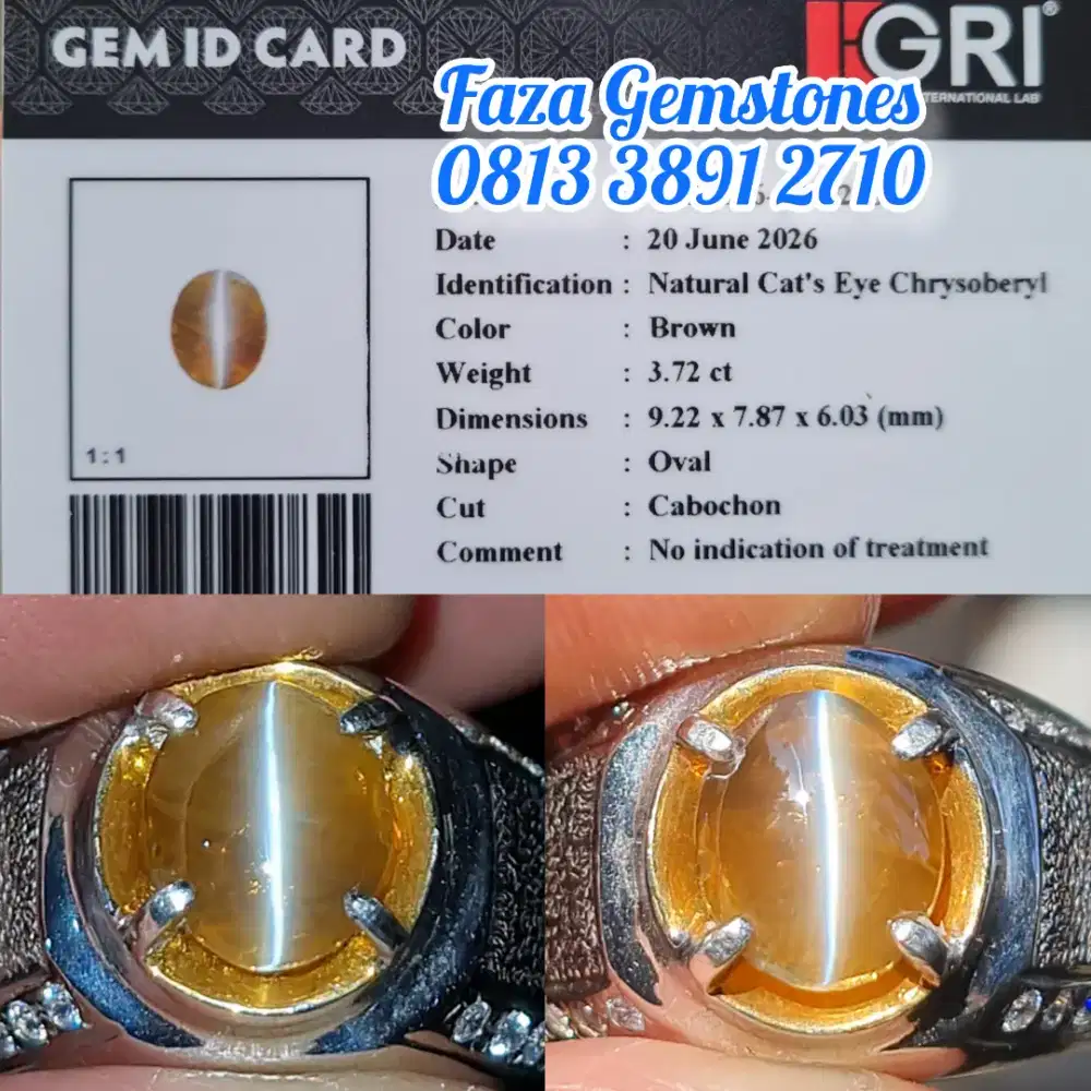 HQ Honey Cats Eye Chrysoberyl, Tali Neon Samurai, Almost Clean,