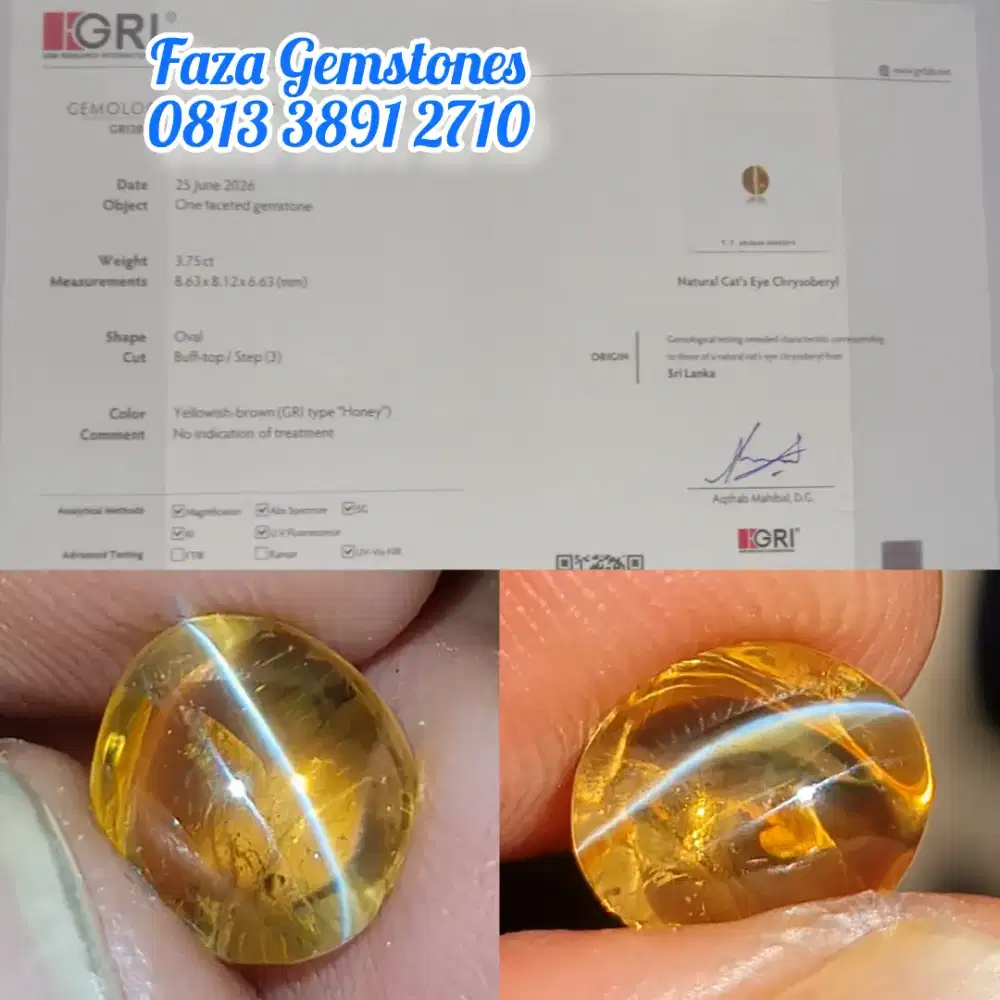 Super Quality Honey Cats Eye Chrysoberyl Srilanka Clean 99%, Glass 99%
