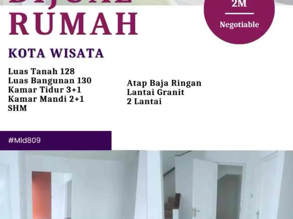 Tersedia rumah cantik untuk dijual di perumahan kota wisata cibubur
