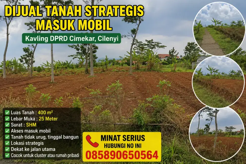 Tanah di jula cepat lokasi masuk mobil di kavling DPRD cimekar