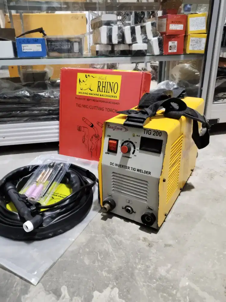 Mesin las bekas TIG 200A Tenjima 1 Phase Listrik IGBT DC GTAW ARGON