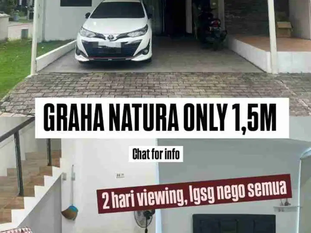 DIJUAL RUMAH MURAH GRAHA NATURA SEMI FURNISH, LEBAR 10