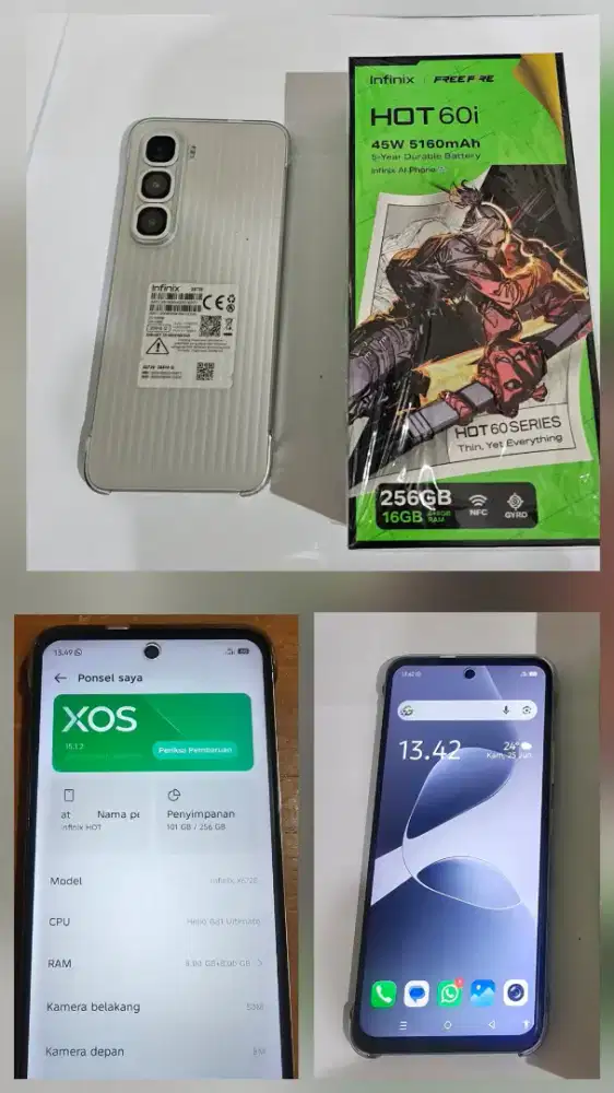 HP bekas Infinix Hot 60i 8/256 GB like new (masih mulus)