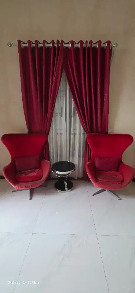KURSI TAMU SET 2PCS  MERAH MEWAH CITRA GARDEN JAMIN GINTING