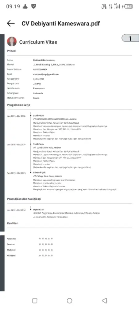 Cari Pekerjaan Administrasi/Pajak/Accounting/Finance