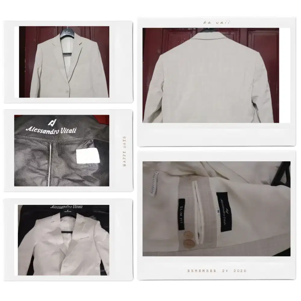 Jas Blazer Pria Formal Alessandro VITALLI Slim Fit Size M Cream Prem.