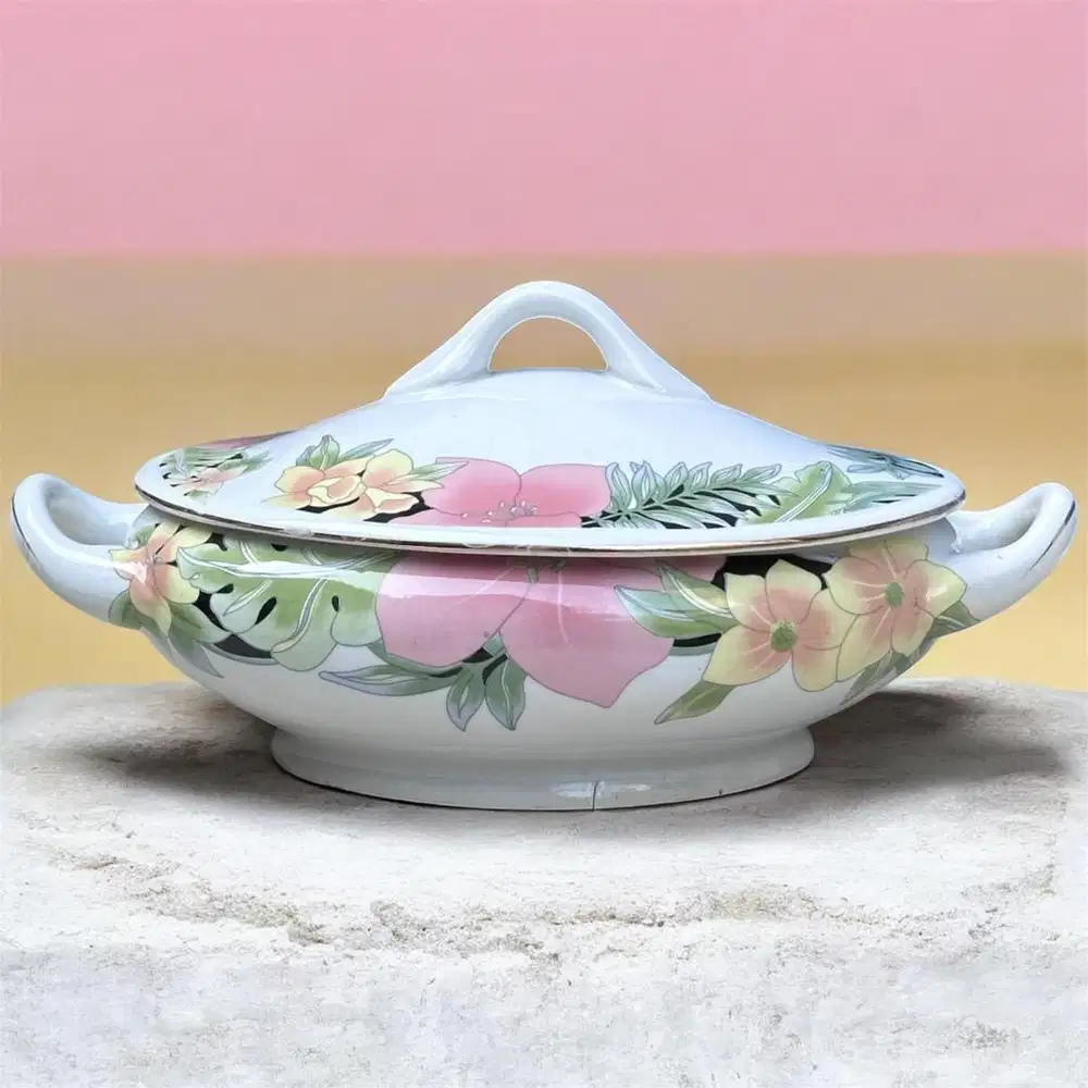 Mangkuk Saji Turen Porcelain Morif Bunga