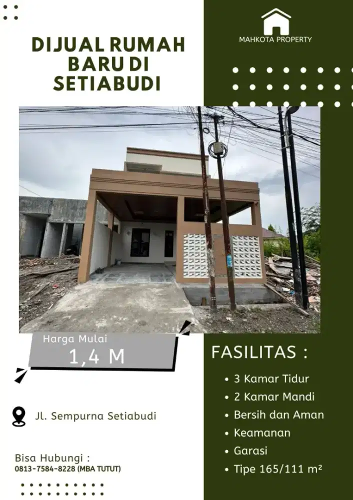 JUAL CEPAT RUMAH BARU UKURAN 6X18,5