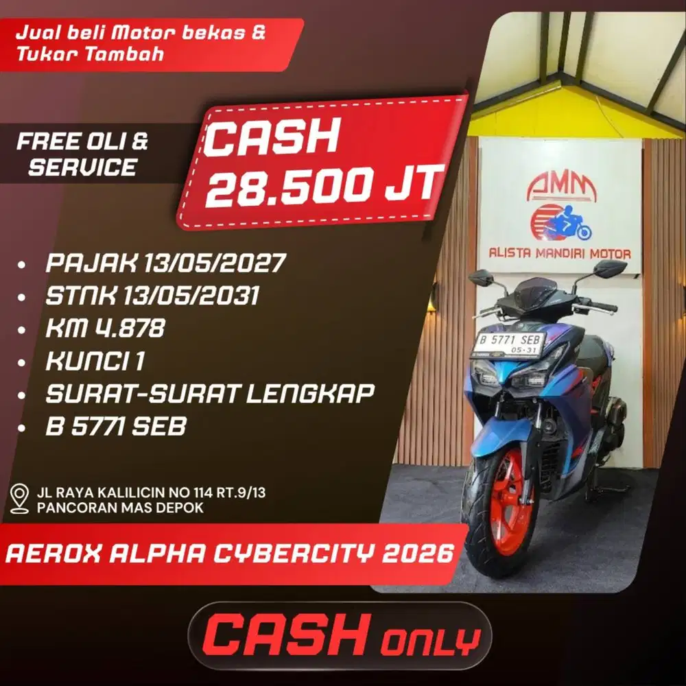 AEROX ALPHA CYBERCITY 2026 PAJAK HIDUP KM LOW CASH / KREDIT ALISTA