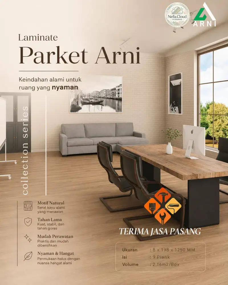 Laminate Parket Arni Tebal 8mm | Laminasi Lantai Parket Motif Wood