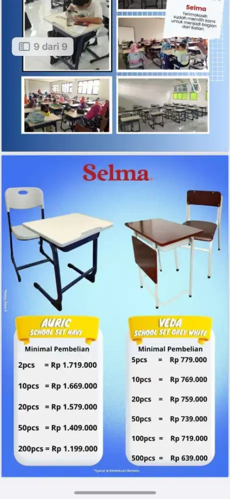 MEJA BELAJAR SEKOLAH SET AURIC