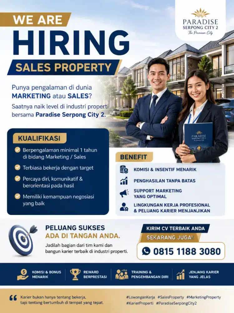 WE ARE HIRING – SALES PROPERTY 
Punya pengalaman di dunia marketing