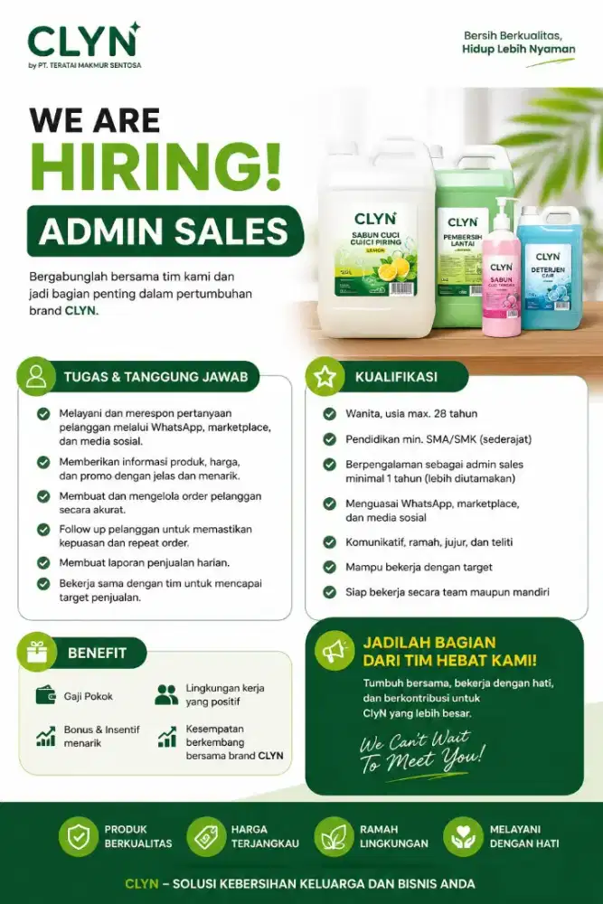 Dibutuhkan Admin Sales