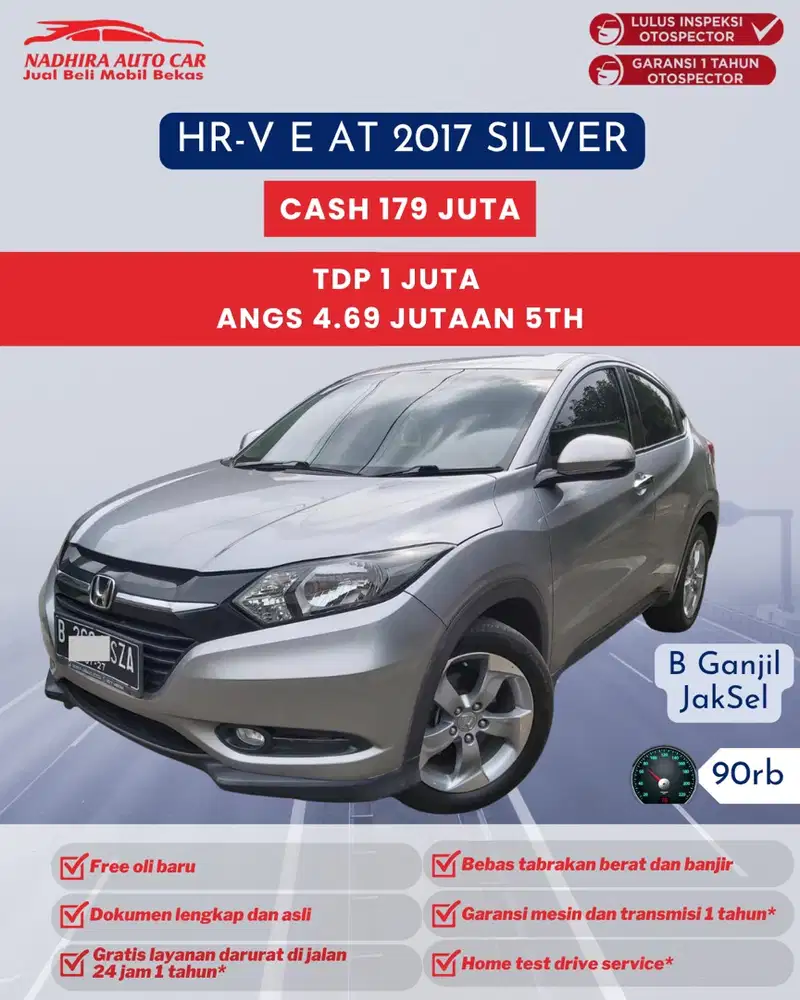 TDP 1 Juta HR-V E AT 2017 Silver