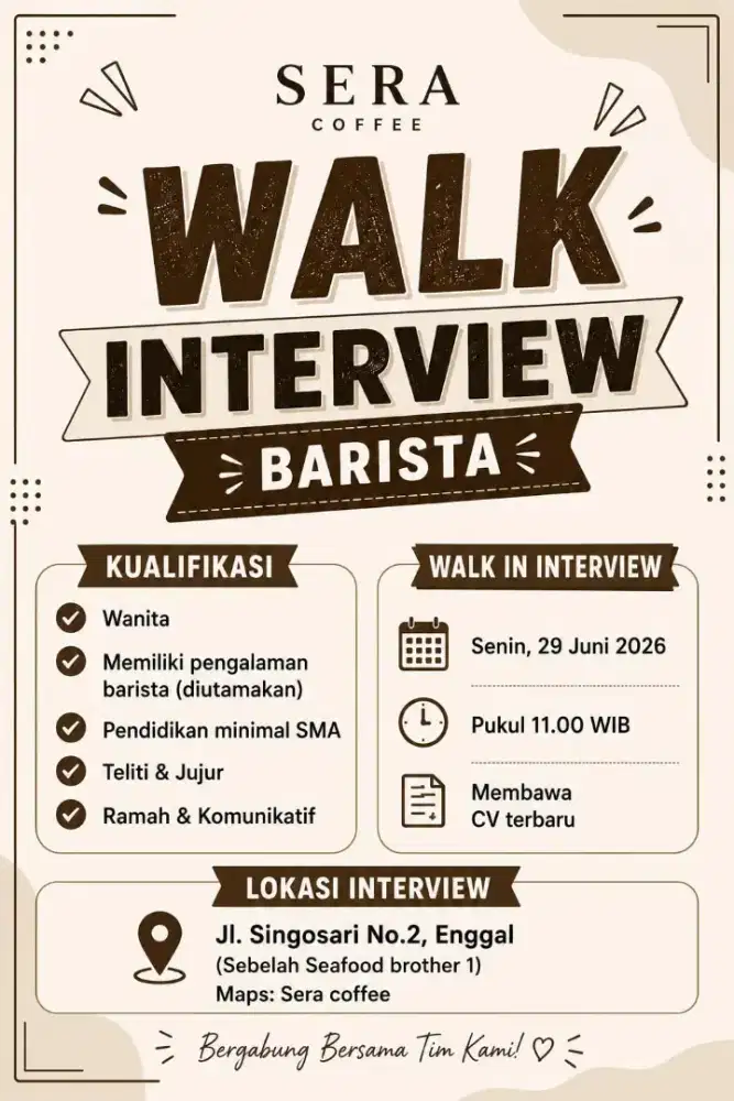 Lowongan kerja walk interview