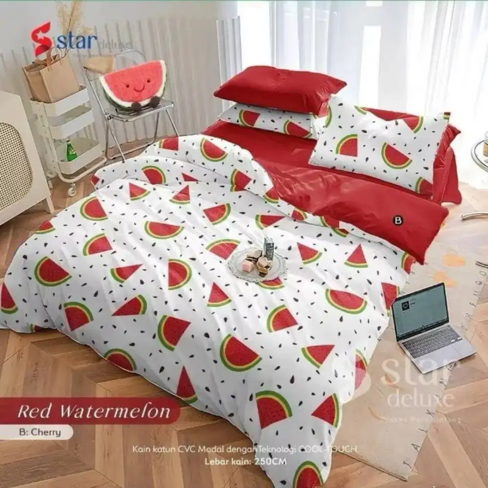 Set sprei katun motif semangka segar