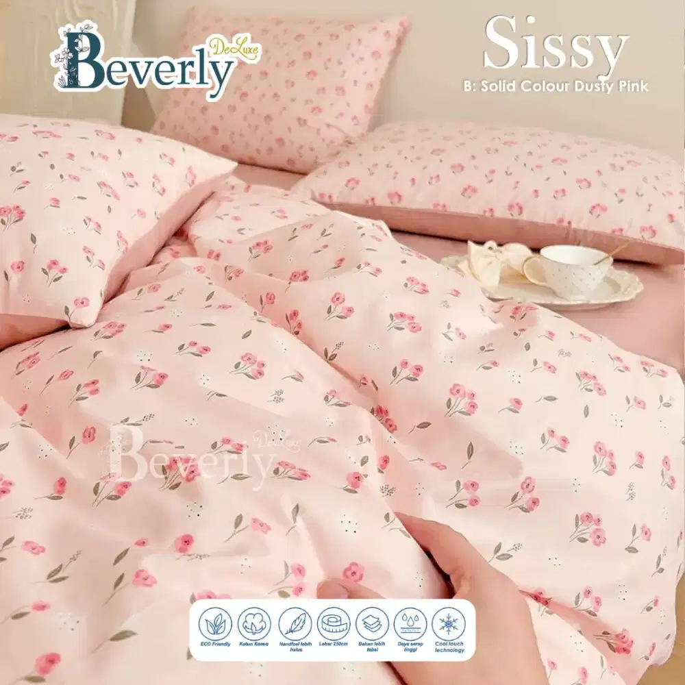 Seprei sissy bunga mawar kecil katun premium