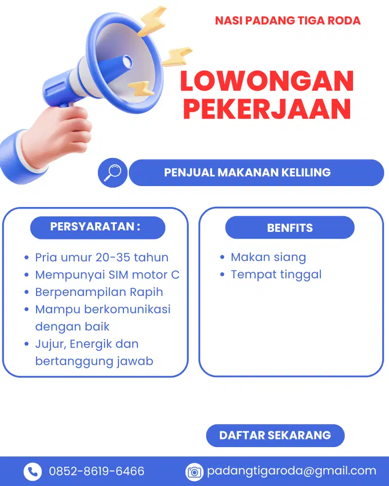 DIBUTUHKAN PENJUAL MAKANAN KELILING