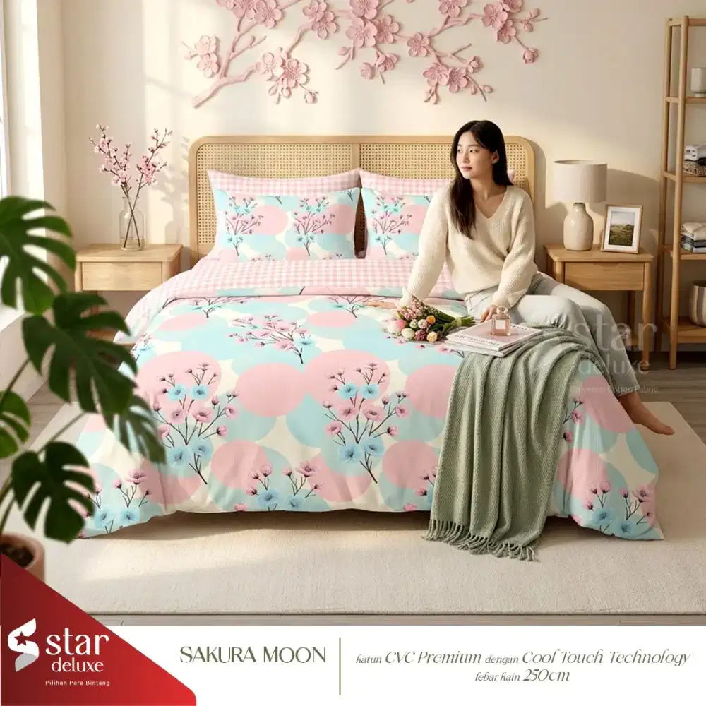 Sprei katun premium motif bunga