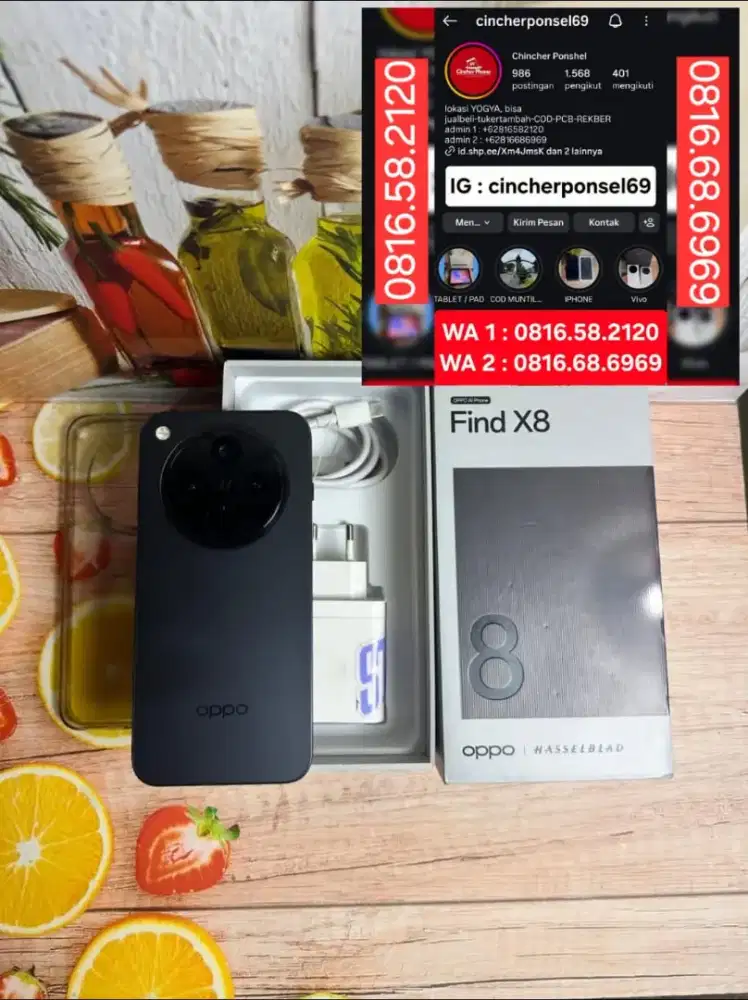 Hp likenew OPPO Find X8 12/256 Fullset Original istimewa siap pakai