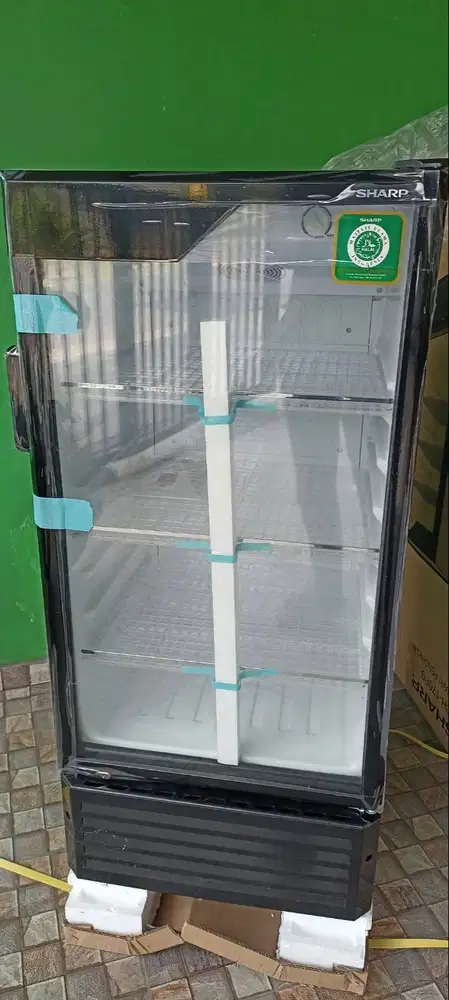 JUAL RUGI - Showcase 1 pintu murah merk SHARP mulus istimewa orisinil