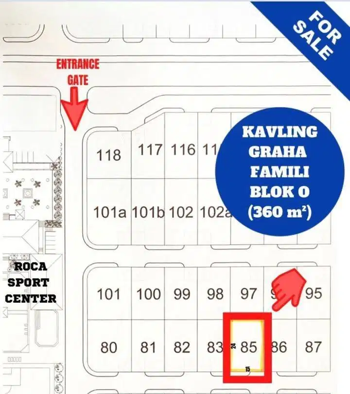 Dijual Tanah Kavling Premium di Graha Family Blok O Surabaya barat