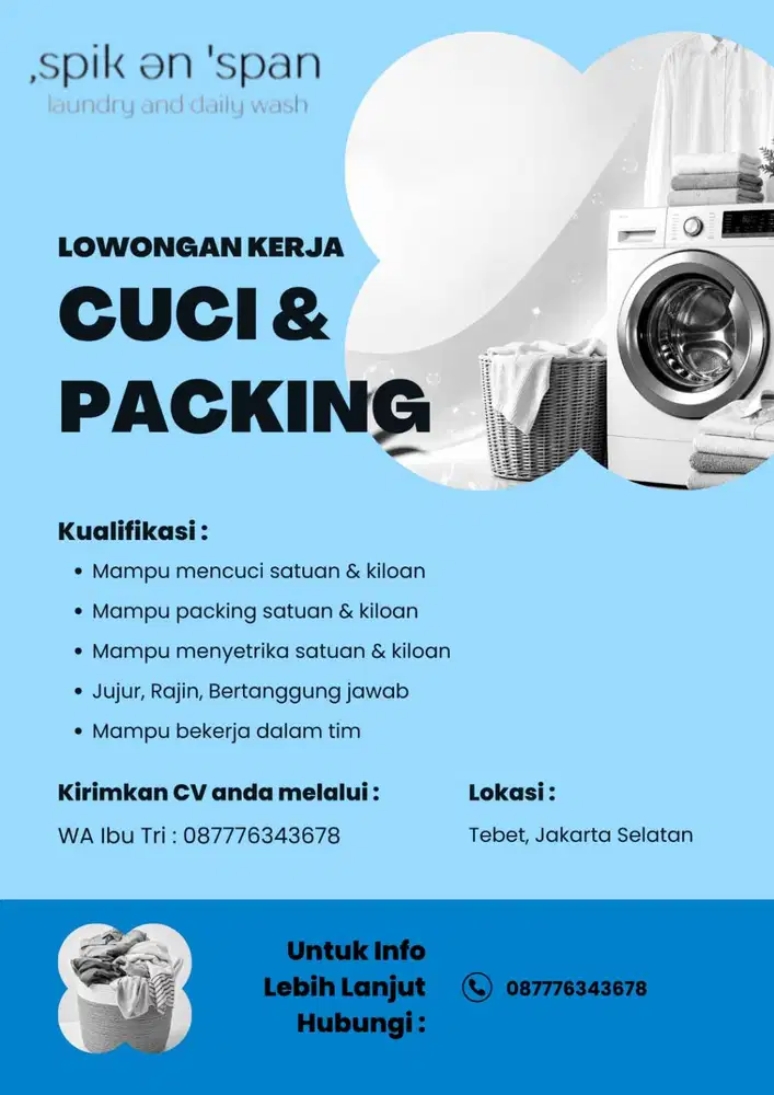 Lowongan Kerja Laundry Tebet Jakarta Selatan