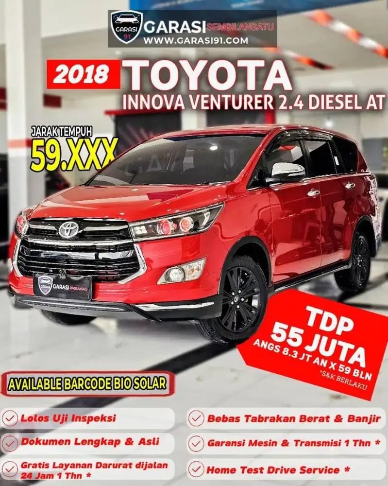 ‼️TDP 55 JT‼️TOYOTA INNOVA VENTURER 2.4 DIESEL AT 2018