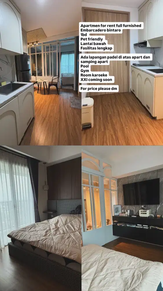 Jual murah apartment embarcadero bintaro (pet friendly) full furnished
