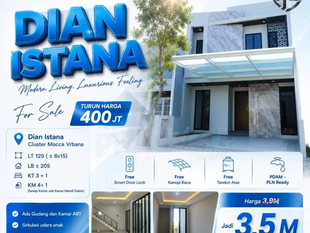 Rumah Dian Istana Cluster Mocca Vrbana Turun Harga bisa Nego Lagi